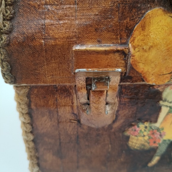 VINTAGE Handmade Holly Hobbie Paper Mache Decoupage Purse Lunchbox Kitsch - Picture 5 of 16